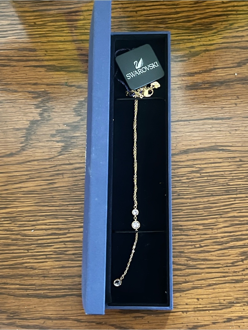 New in Box!! Swarovski Gold-Tone Crystal Drop Necklace - Gold